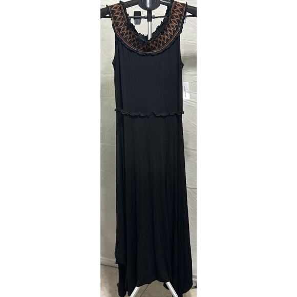 Spense Black Maxi Black Dress Size Medium Embroidered - Picture 1 of 7